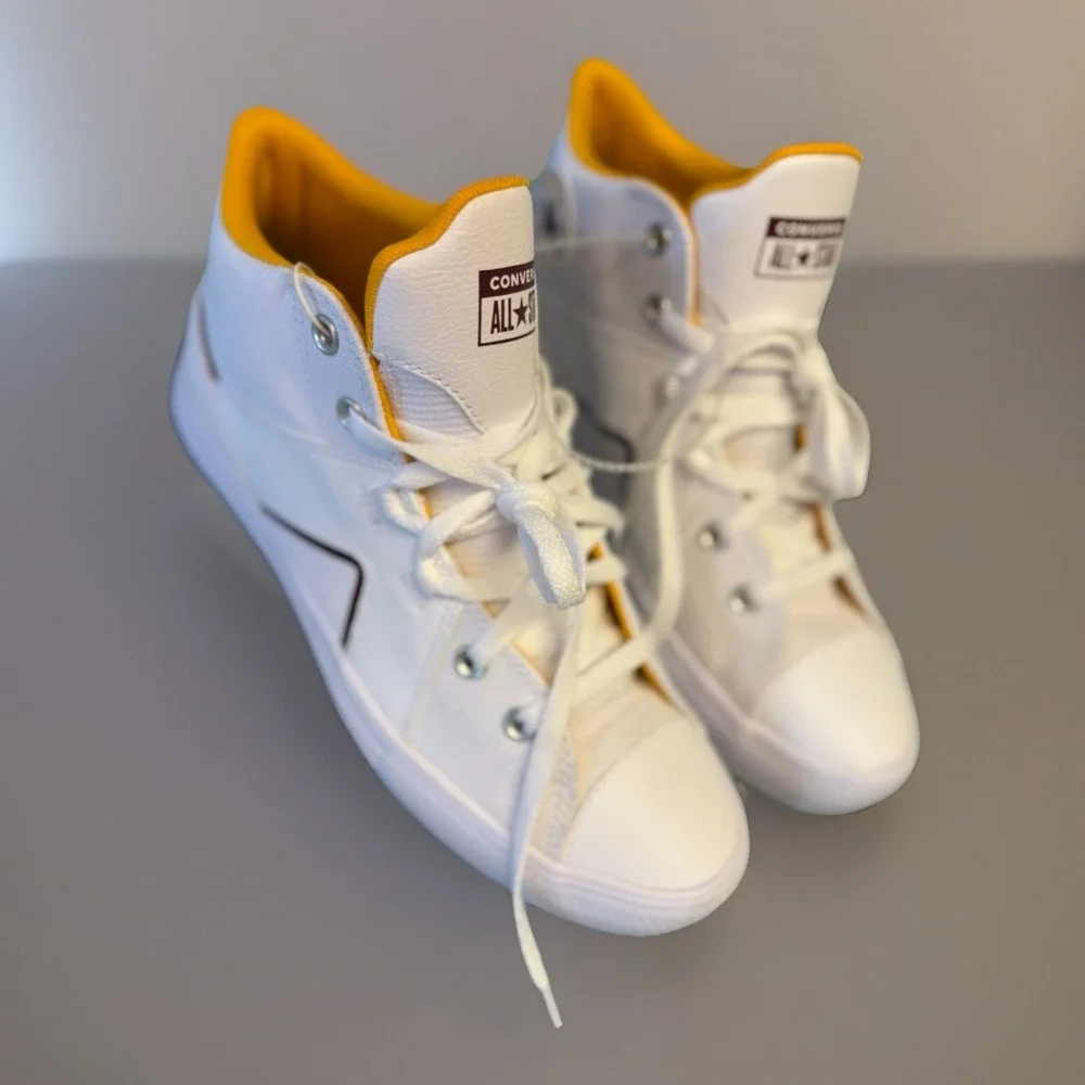 NEW Chuck Taylor Converse All Star Flux Ultra High Top Wht Burgundy Yellow Sz 10